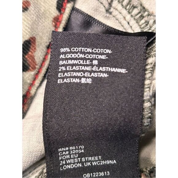 Anthropologie Pilcro Corduroy Pants Green Floral Button Fly High Rise Skinny 25 - Picture 10 of 10